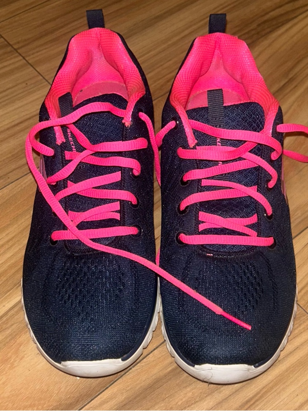Blue Skechers with pink laces Women’s Athletic Sneakers - Pink & Blue